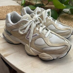 New Balance Women's Beige and White Sneakers